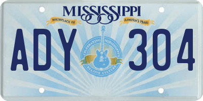 MS license plate ADY304