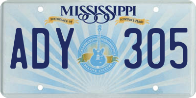 MS license plate ADY305