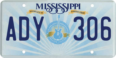 MS license plate ADY306