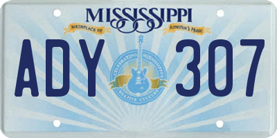 MS license plate ADY307