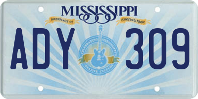 MS license plate ADY309