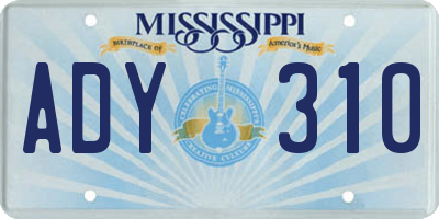 MS license plate ADY310