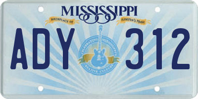 MS license plate ADY312