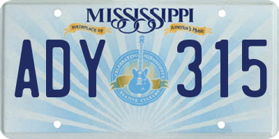 MS license plate ADY315