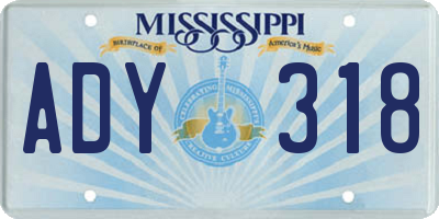 MS license plate ADY318