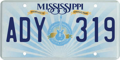 MS license plate ADY319