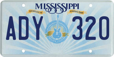 MS license plate ADY320