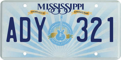 MS license plate ADY321
