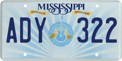 MS license plate ADY322