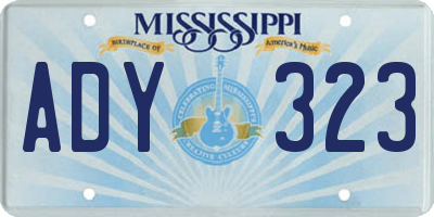 MS license plate ADY323