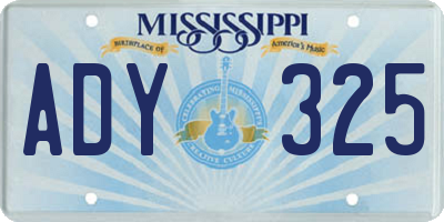 MS license plate ADY325