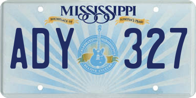 MS license plate ADY327