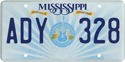 MS license plate ADY328