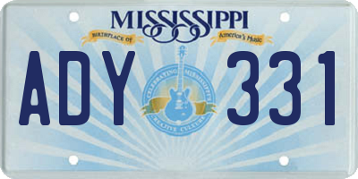 MS license plate ADY331