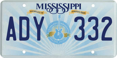 MS license plate ADY332
