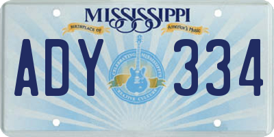 MS license plate ADY334