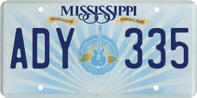 MS license plate ADY335