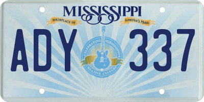 MS license plate ADY337