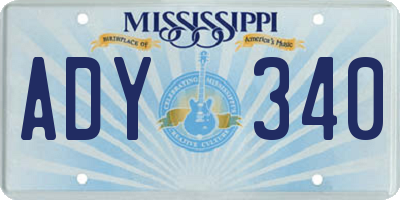 MS license plate ADY340