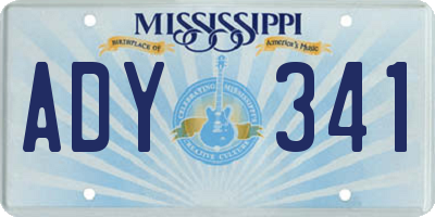 MS license plate ADY341