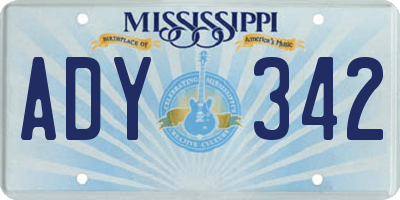 MS license plate ADY342