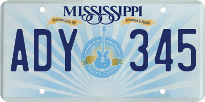 MS license plate ADY345
