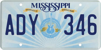 MS license plate ADY346