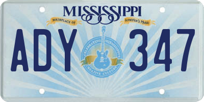 MS license plate ADY347