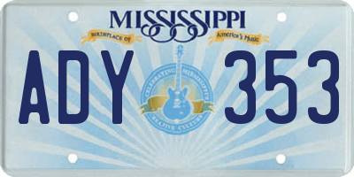 MS license plate ADY353
