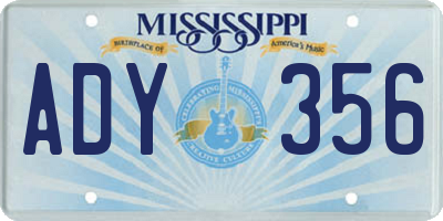 MS license plate ADY356