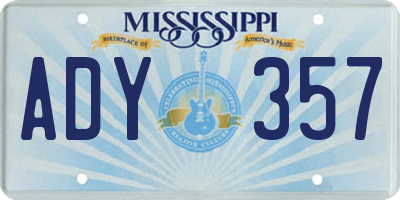 MS license plate ADY357