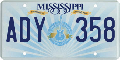 MS license plate ADY358