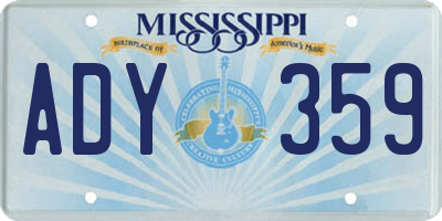 MS license plate ADY359