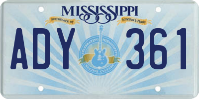 MS license plate ADY361