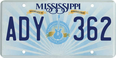 MS license plate ADY362