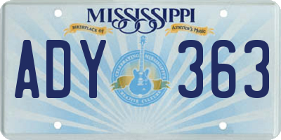 MS license plate ADY363