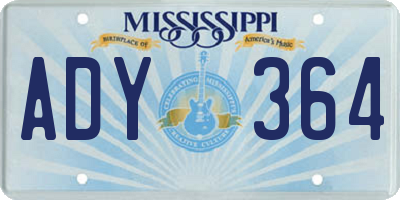 MS license plate ADY364