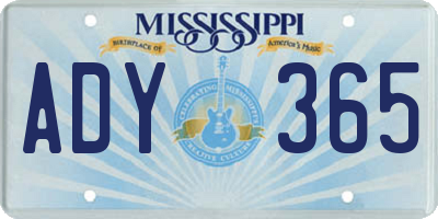 MS license plate ADY365