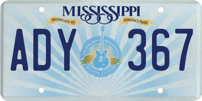 MS license plate ADY367