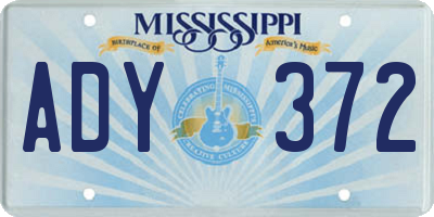 MS license plate ADY372
