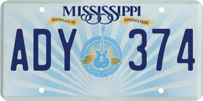 MS license plate ADY374