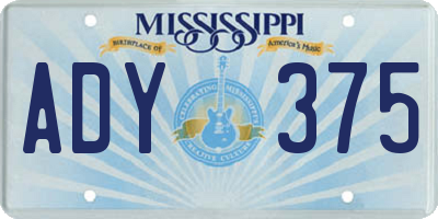 MS license plate ADY375