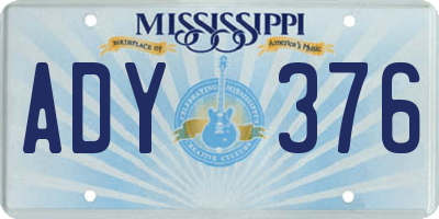 MS license plate ADY376