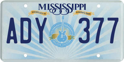 MS license plate ADY377