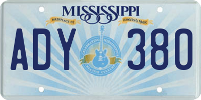 MS license plate ADY380