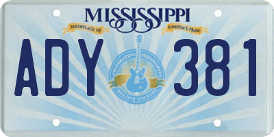 MS license plate ADY381