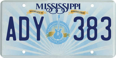 MS license plate ADY383