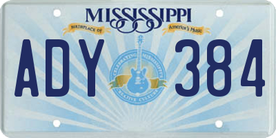 MS license plate ADY384