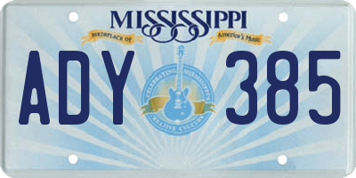 MS license plate ADY385