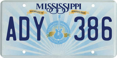 MS license plate ADY386
